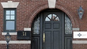 Brick archway and palladian doorway